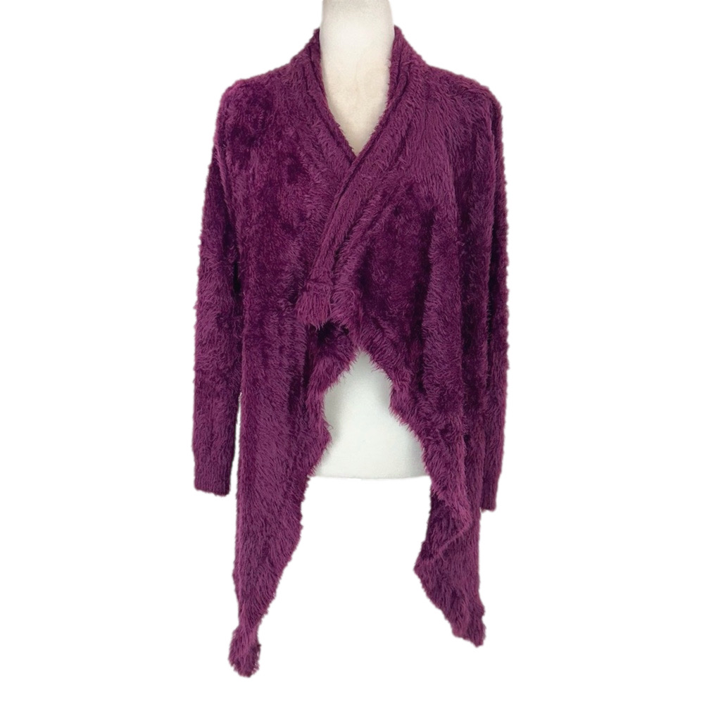 DN purple fuzzy knit cardigan